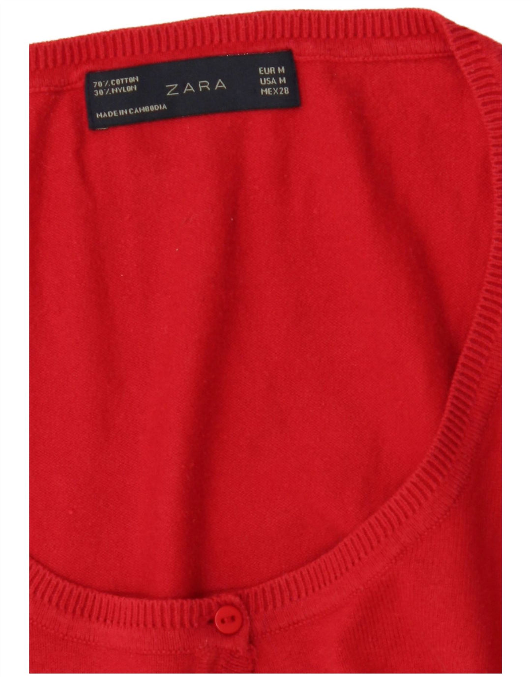 Zara Damen-Strickjacke mit 3/4-Ärmeln, UK-Gr. 12, Mittelrot