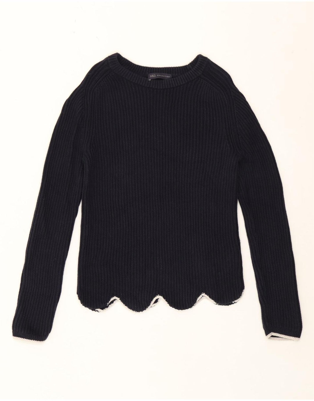 Marks & Spencer Damen-Pullover mit Rundhalsausschnitt, Gr. 10, Marineblau