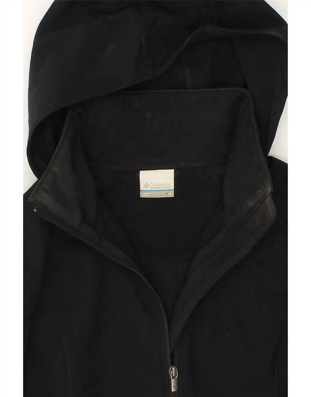 COLUMBIA Womens Hooded Windbreaker Coat UK 14 Medium Black Polyester Vintage Columbia and Second-Hand Columbia from Messina Hembry 