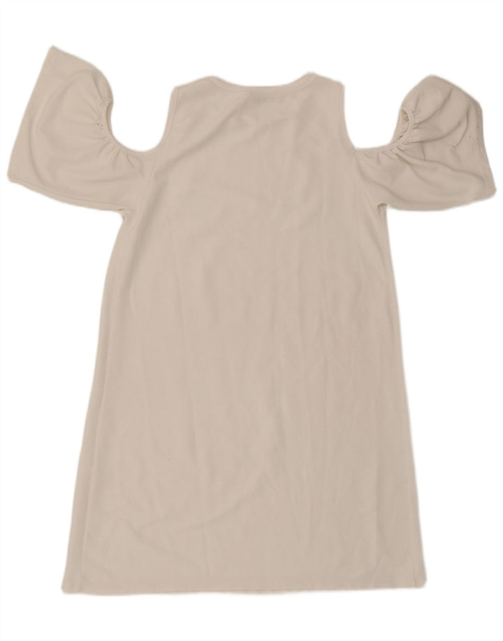 Zara Damen schulterfreies Kleid UK 10 Small Weiß