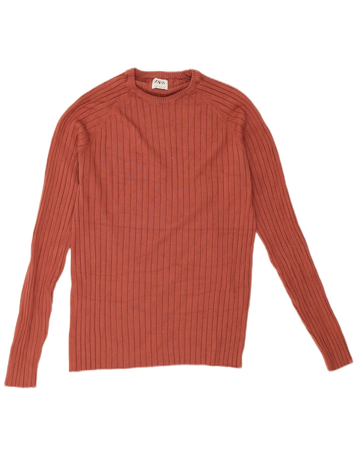Zara Herren-Pullover mit Rundhalsausschnitt, mittelbraune Viskose