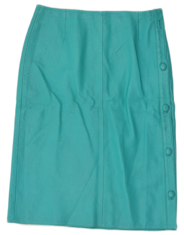 Vintage Damen Lederrock IT 44 Medium W28 Türkis Leder