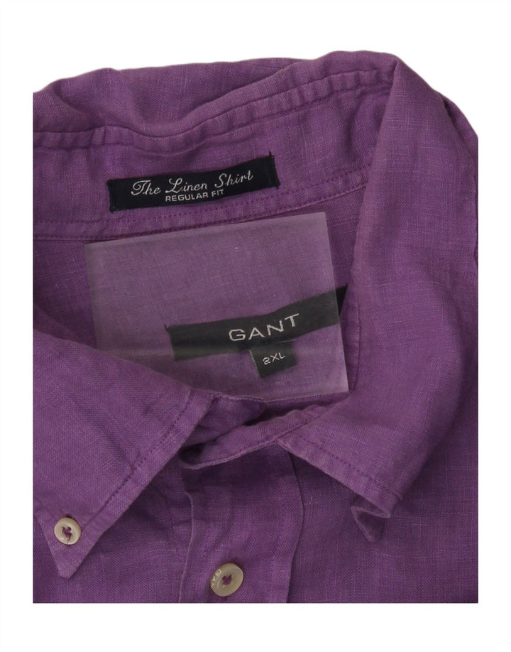 GANT Herren Regular Fit Hemd 2XL Lila Leinen