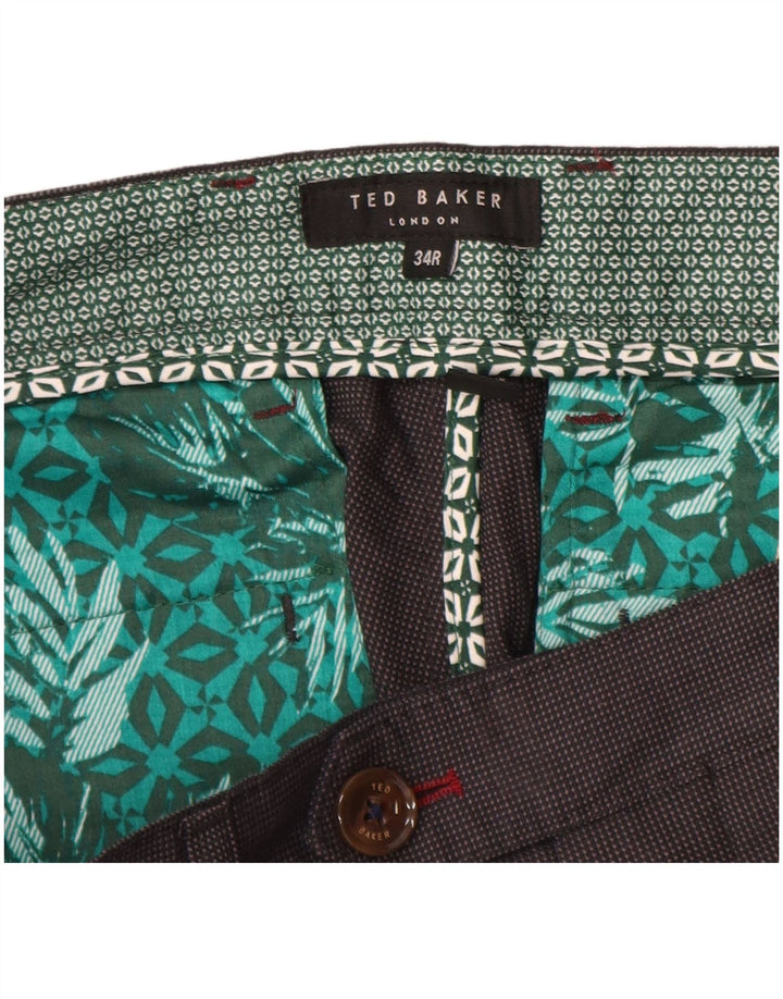 Ted Baker Slim-Anzughose für Herren, W34, L32, graue Baumwolle