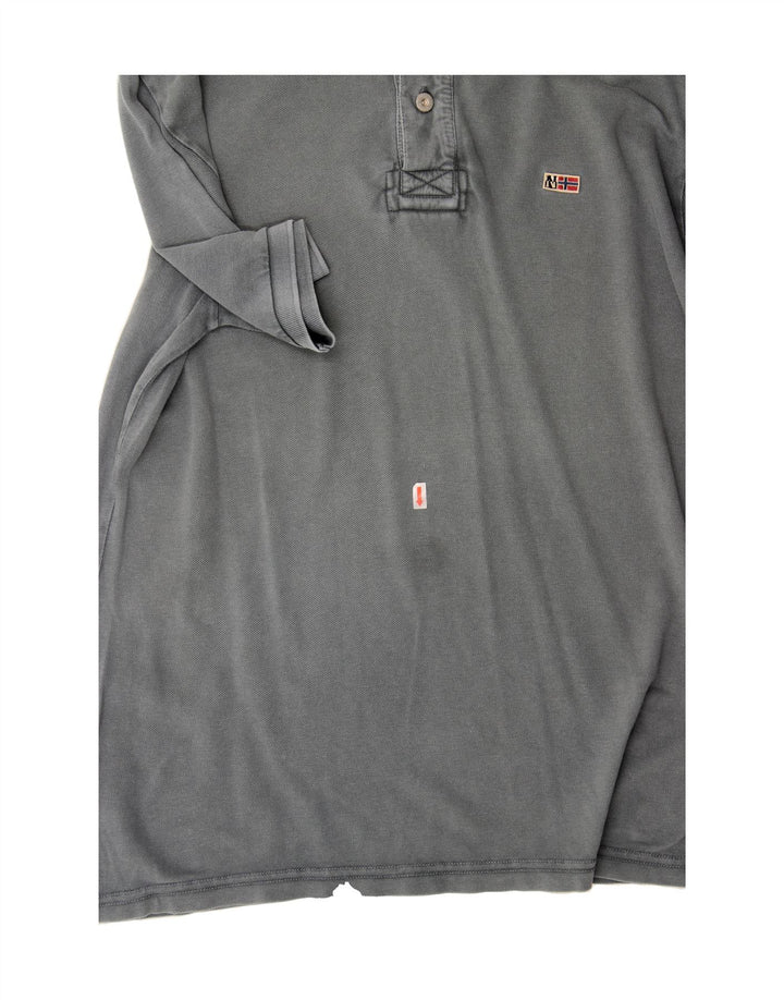NAPAPIJRI Mens Polo Shirt XL Grey Cotton Vintage Napapijri and Second-Hand Napapijri from Messina Hembry 