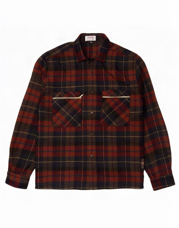 Vintage Herren Overshirt Flanellhemd Größe 44 XL Mehrfarbig karierte Wolle