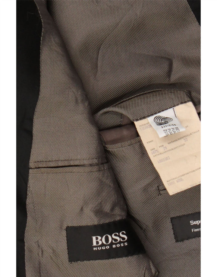 Hugo Boss Herren-Blazer mit 1 Knopf, Größe 52, XL, schwarze Wolle