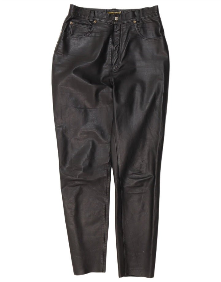 Echtleder Damen Tapered Hose W28 L29 Schwarz