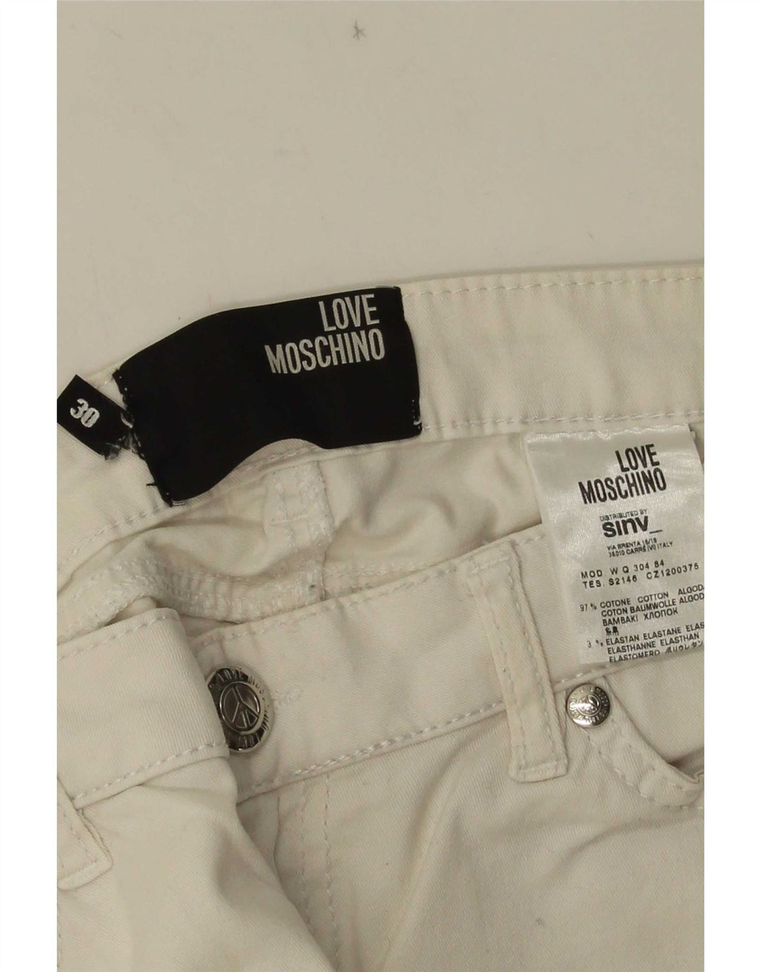 Moschino Damen Slim Jeans W30 L29 Weiße Baumwolle