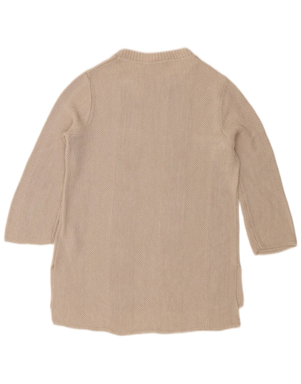 Hugo Boss Damen Longline-Pullover mit U-Boot-Ausschnitt, UK 16, Größe L, Beige