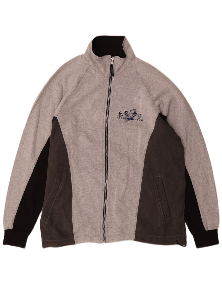 ASICS Herren-Trainingsanzug-Oberteil, große graue Farbblock-Baumwolle