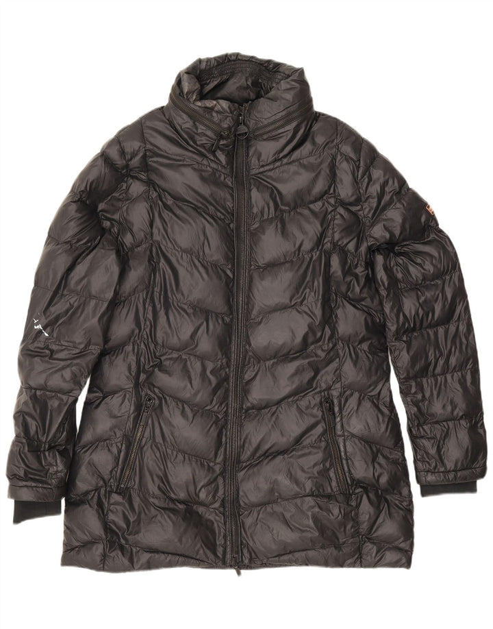 Barbour Wattierte Damenjacke mit Kapuze, UK 16, großes schwarzes Polyamid