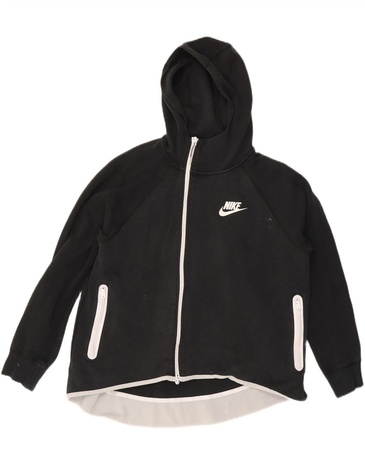 NIKE Damen-Kapuzenpullover mit Reißverschluss, UK 16, Größe L, Schwarz, Baumwolle