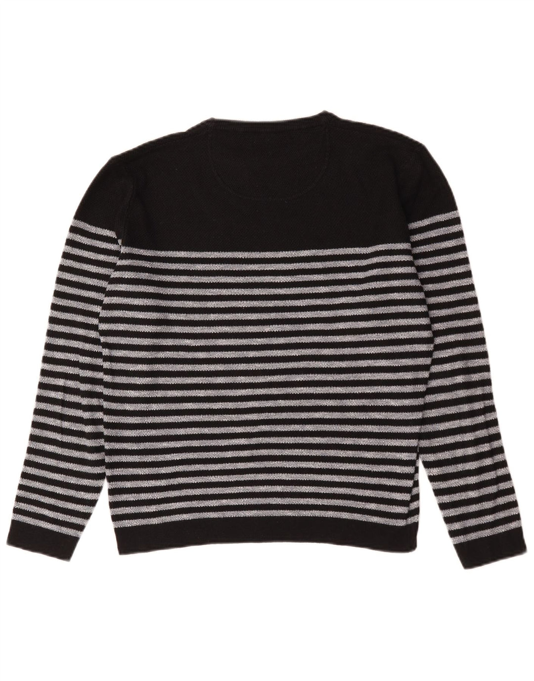 Zara Herren-Pullover mit Rundhalsausschnitt, mittelschwarz gestreift