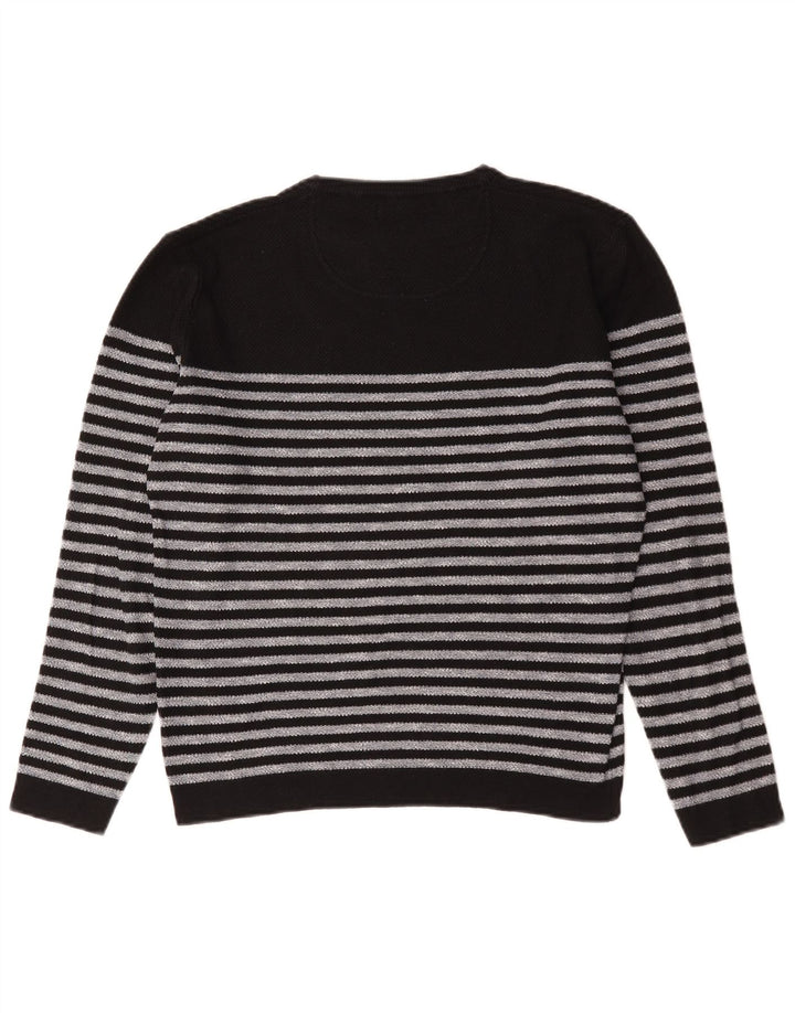 Zara Herren-Pullover mit Rundhalsausschnitt, mittelschwarz gestreift
