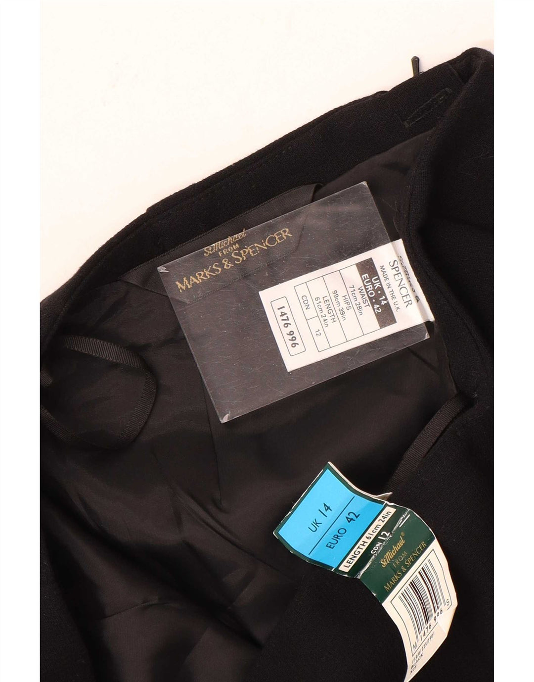 Marks & Spencer Damen Bleistiftrock UK 14 Medium W28 Schwarze Viskose