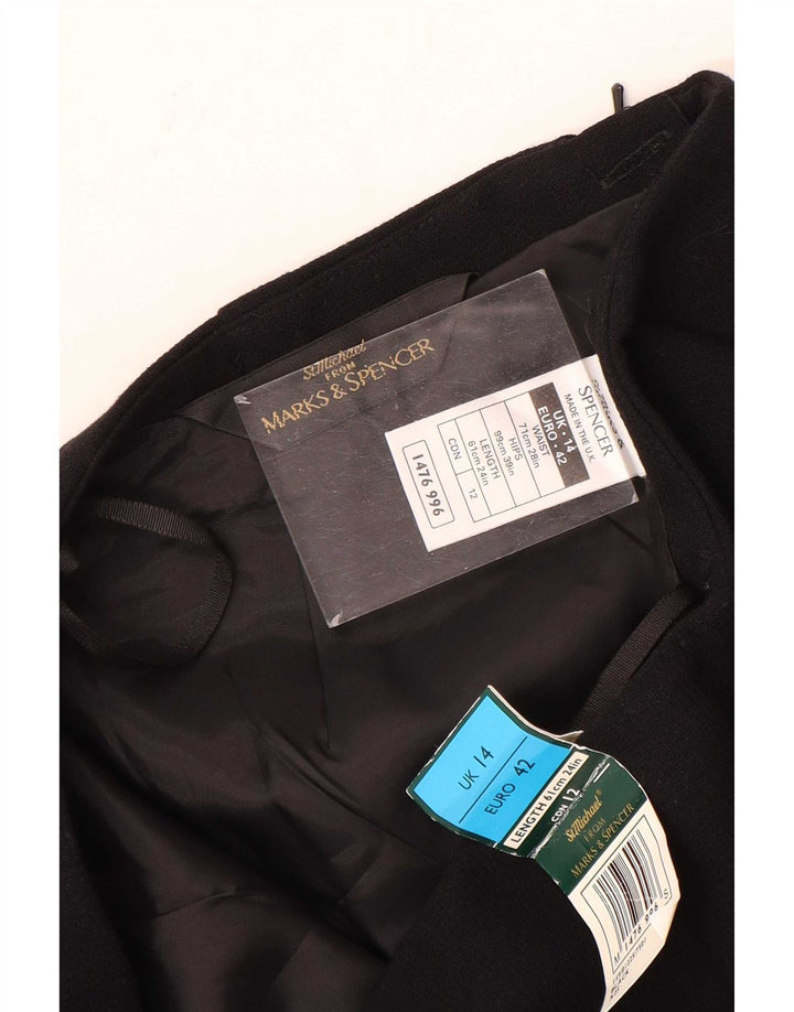 Marks & Spencer Damen Bleistiftrock UK 14 Medium W28 Schwarze Viskose