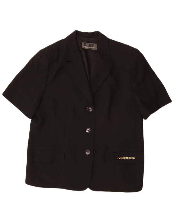 Roccobarocco Damen 3-Knopf-Kurzarm-Blazerjacke UK 25 4XL Schwarz