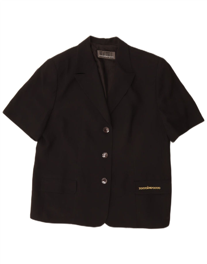 Roccobarocco Damen 3-Knopf-Kurzarm-Blazerjacke UK 25 4XL Schwarz