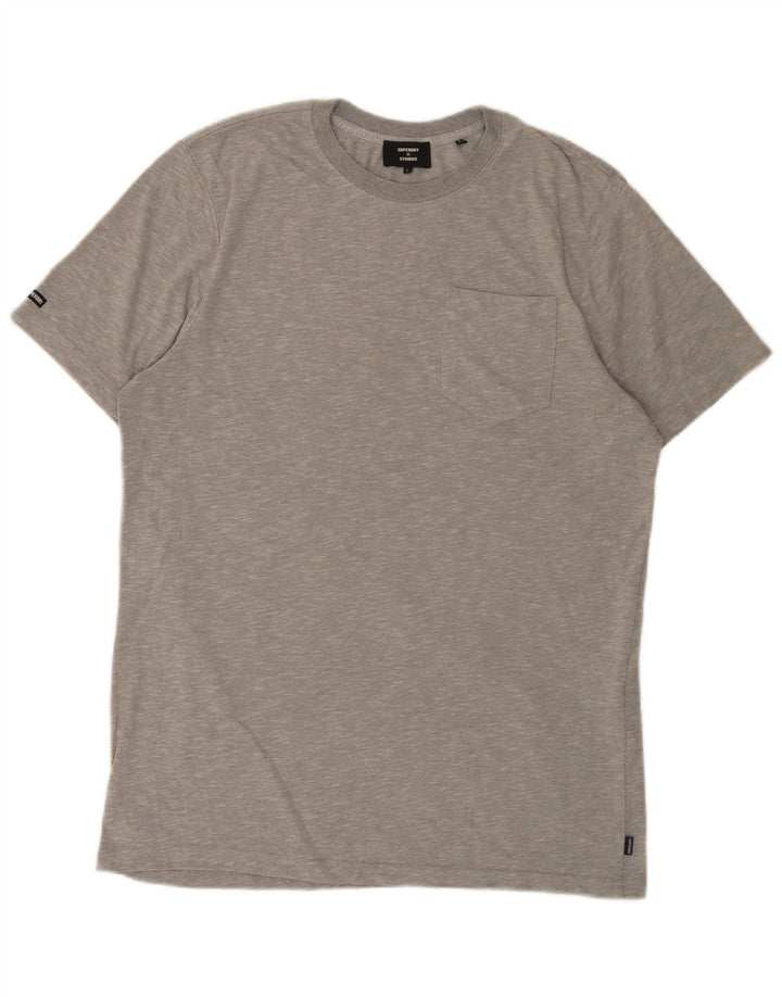 Superdry Herren-T-Shirt-Oberteil, groß, grau gefleckte Baumwolle