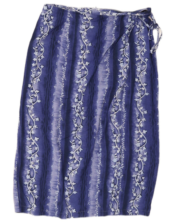 Vintage Damen Wickelrock UK 18 XL W30 Blau geblümt