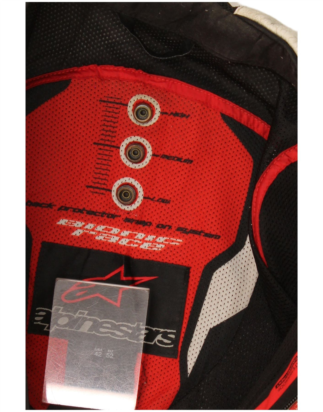 Alpinestars Herren-Grafik-Racer-Jacke, Größe 52, groß, weißer Farbblock