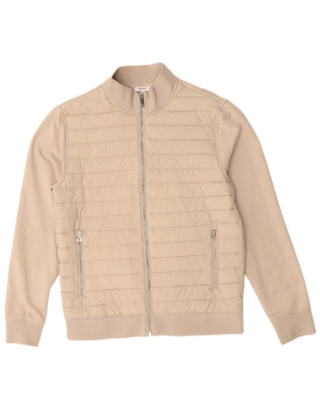 Reiss gepolsterte Herren-Trainingsanzugoberjacke aus Baumwolle in Mittelbeige