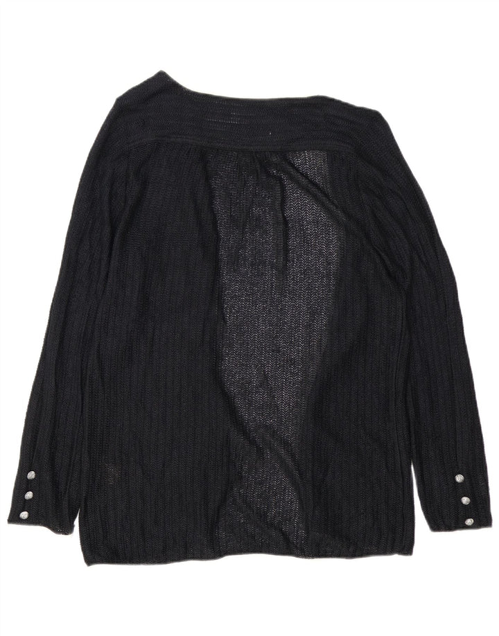 Vintage Damen Offener Cardigan Pullover EU 40 Mittelschwarze Viskose