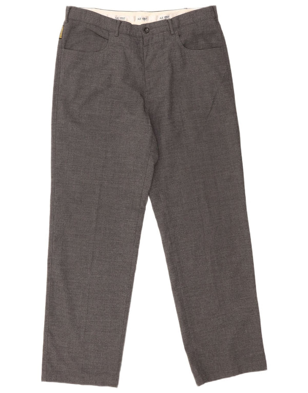 Armani Herren gerade Freizeithose UK 42 Large W34 L31 Grau Polyester
