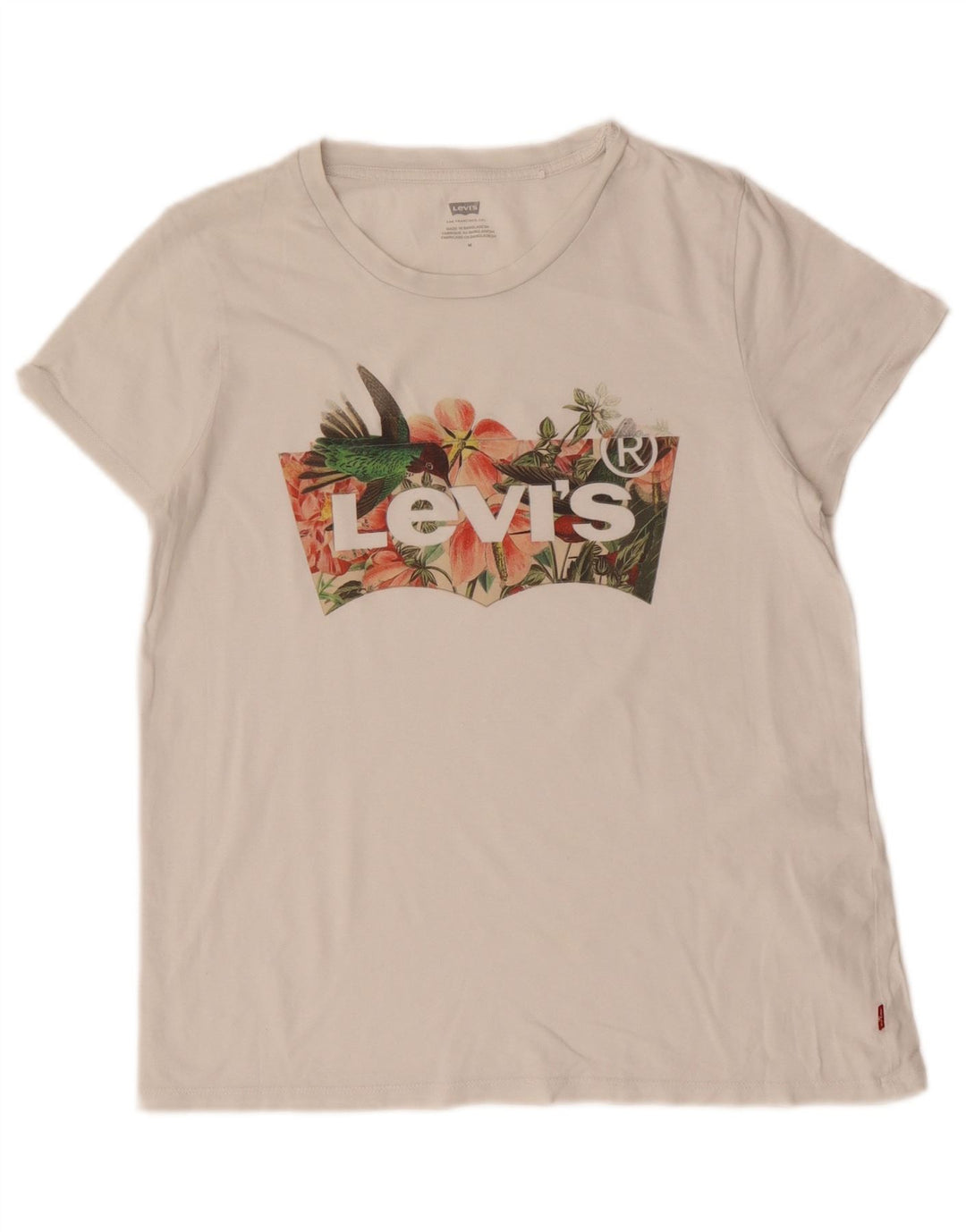 Levi's Damen-T-Shirt mit Grafik, UK 12, mittelweiße Baumwolle
