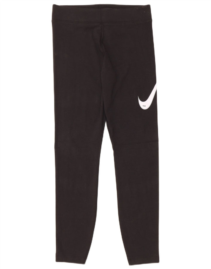 NIKE Damen Graphic Leggings UK 12 Mittelschwarze Baumwolle