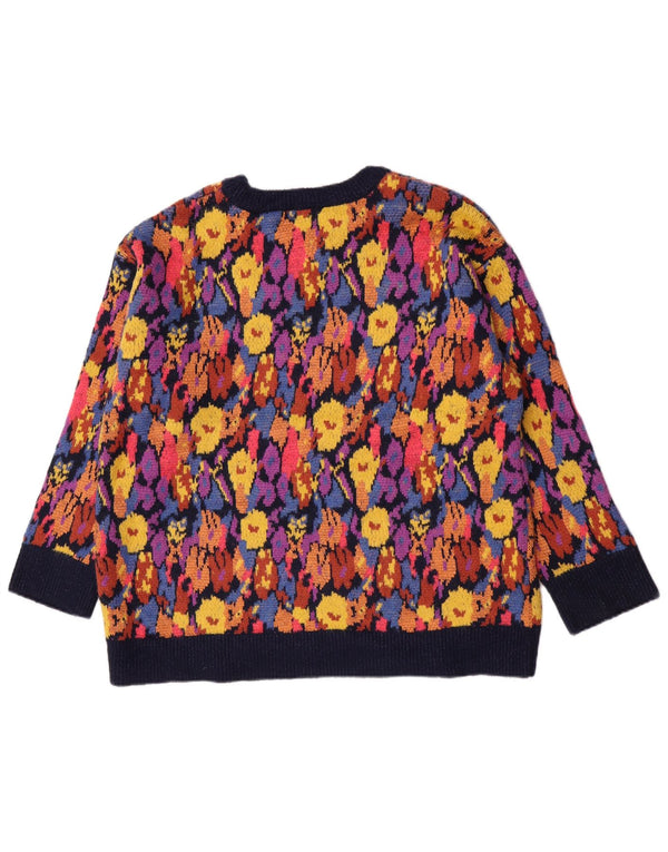 Zara Damen-Pullover mit U-Boot-Ausschnitt, Gr. 14, mittelgroß, mehrfarbig, Blumenmuster