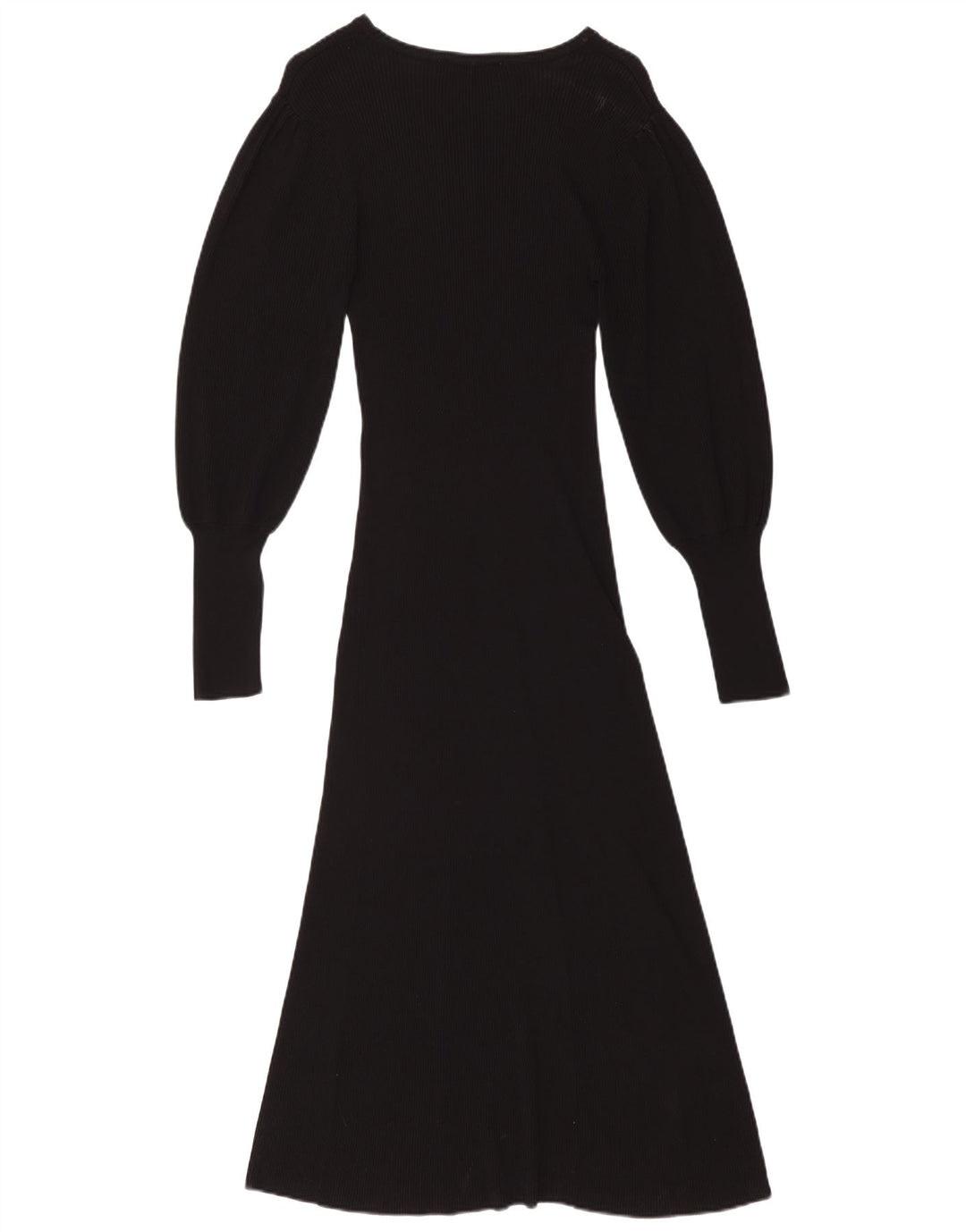 ZARA Damen Langarm-Maxikleid UK 12 Mittelschwarze Viskose