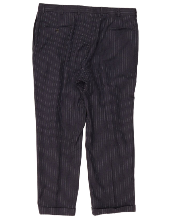 TOMMY HILFIGER Mens Pegged Suit Trousers W40 L30 Navy Blue Pinstripe Wool