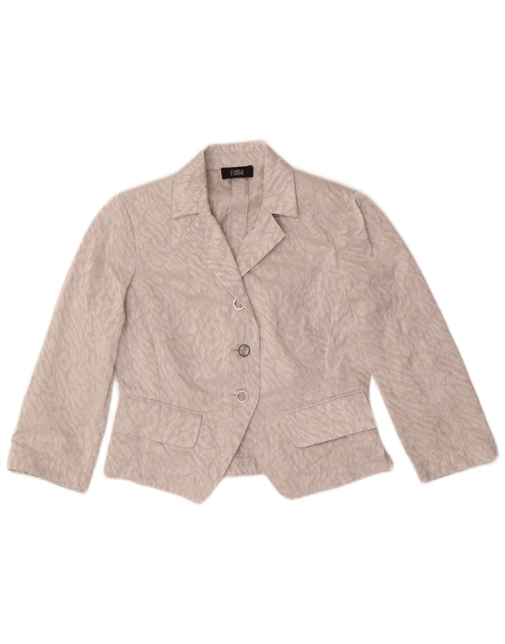 CARLA CARINI Damen Crop Cardigan Top UK 10 Kleines graues Tiermuster