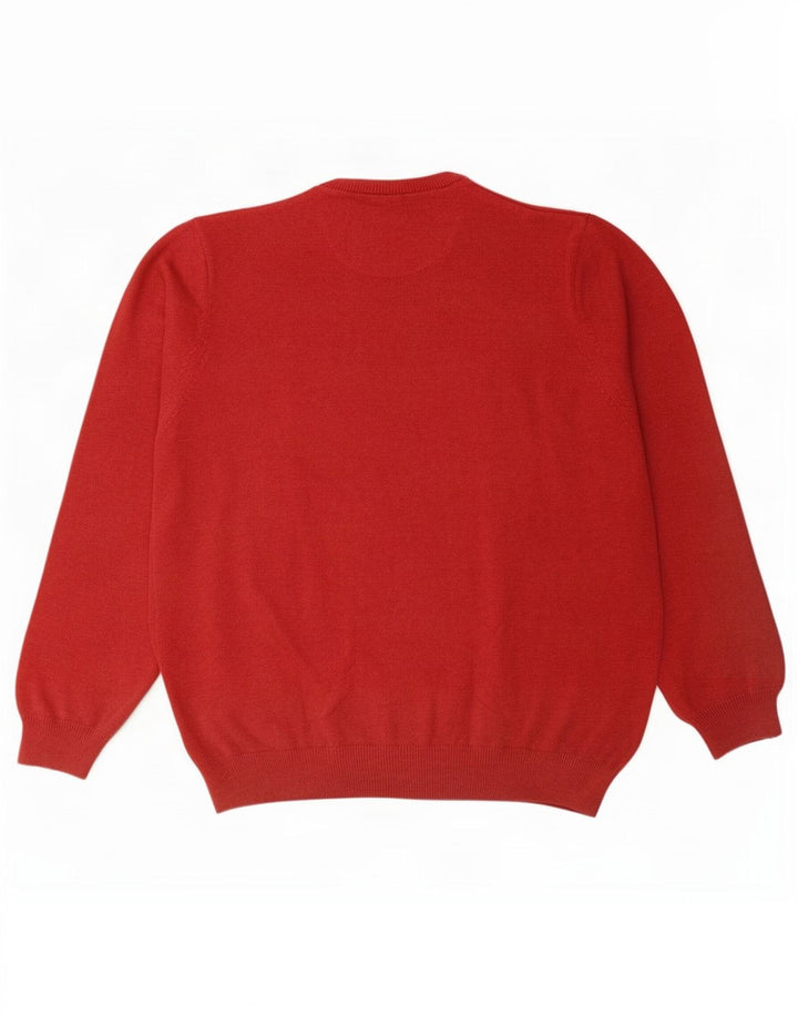 Marks & Spencer Herren-Pullover mit Rundhalsausschnitt, XL, rote Baumwolle