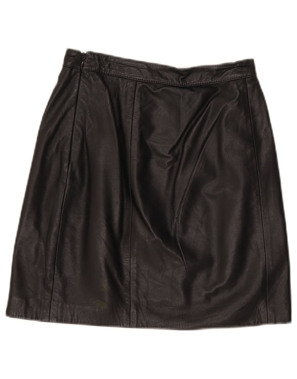 Vintage Damen Mini Lederrock W24 XS Schwarz