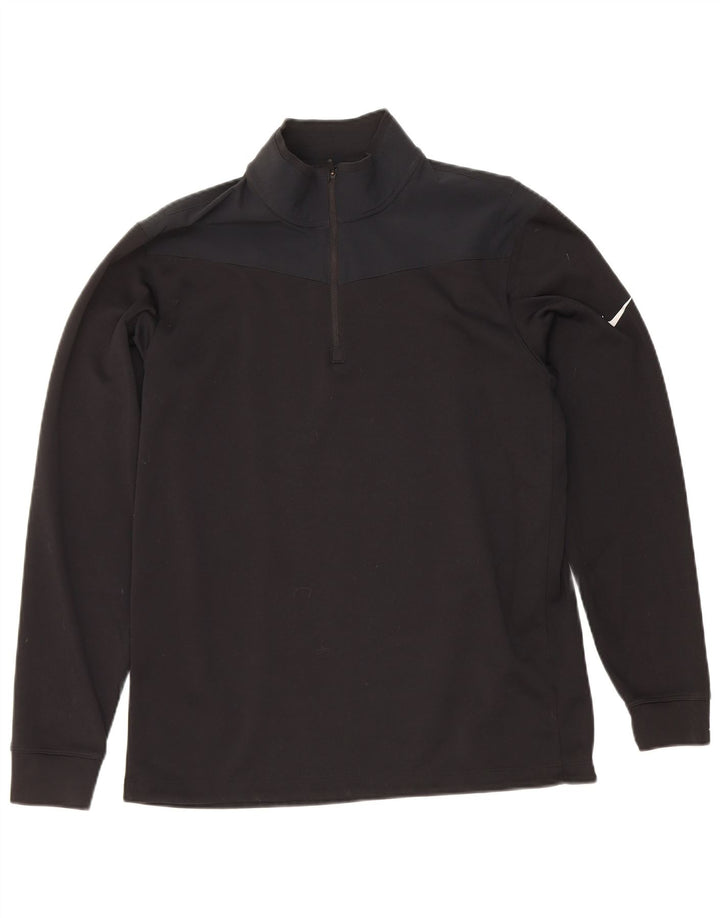 Nike Herren Dri Fit Standard Pullover-Trainingsanzug-Oberteil, Mittelschwarz, Farbblock