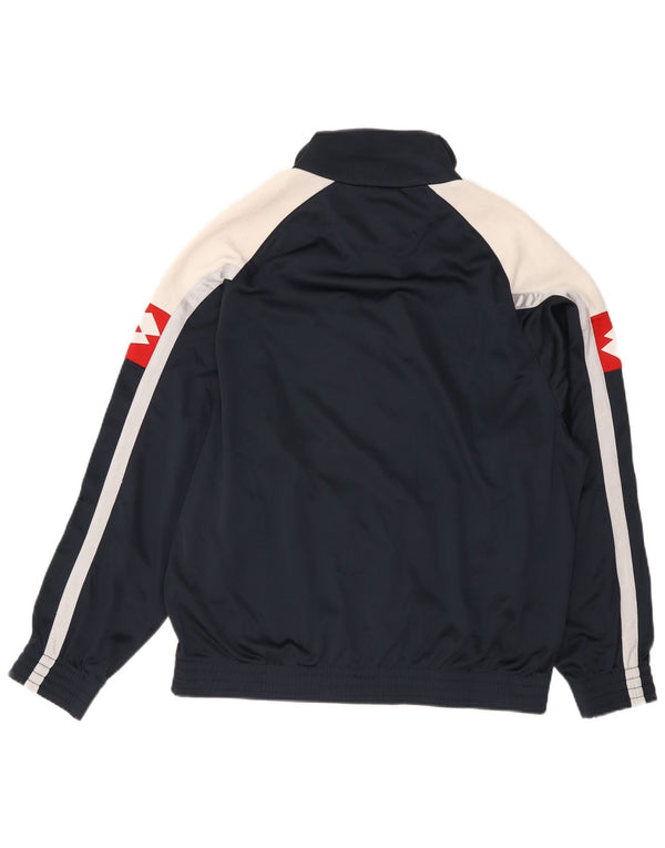 LOTTO Mens Graphic Tracksuit Top Jacket XL Navy Blue Colourblock Polyester