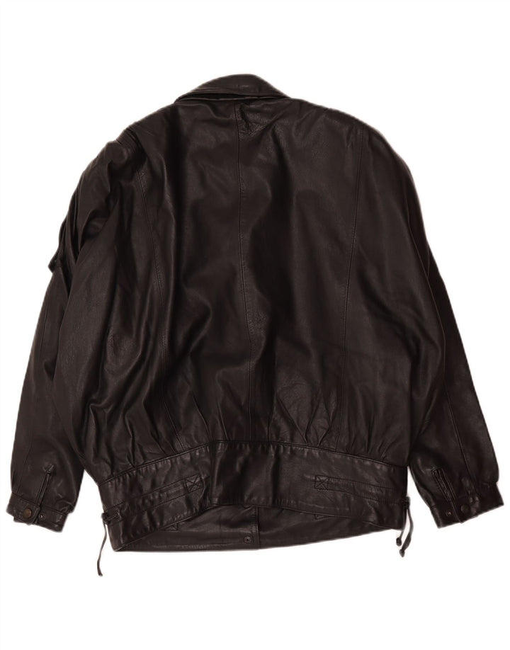 Vintage Damen Übergroße Lederjacke EU 36 Kleines schwarzes Leder