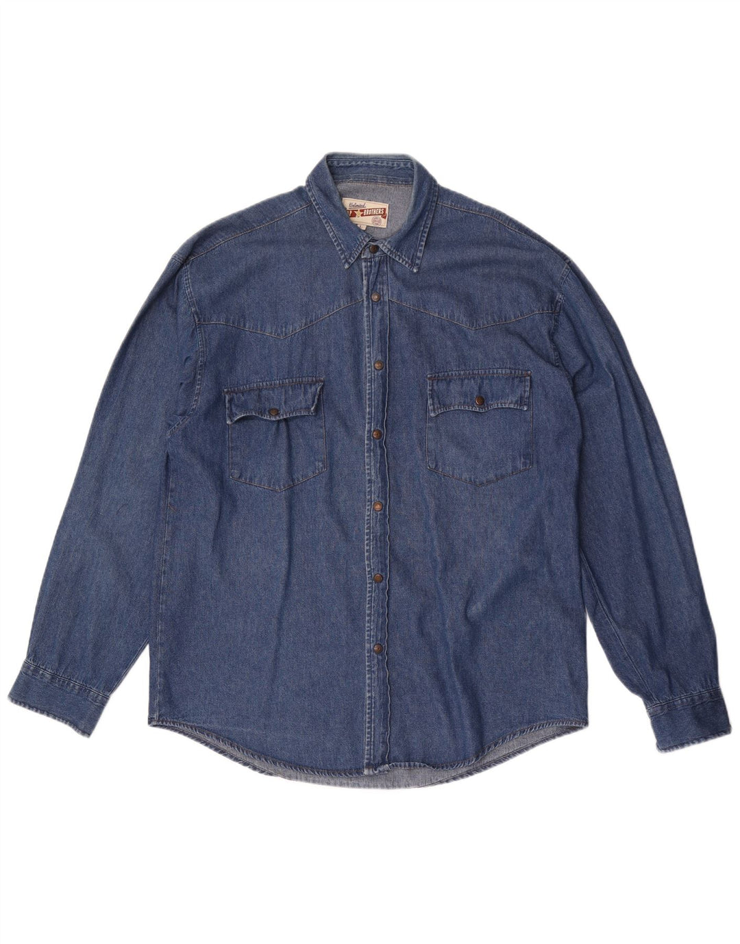 J&P Brothers Herren-Jeanshemd, groß, aus blauer Baumwolle