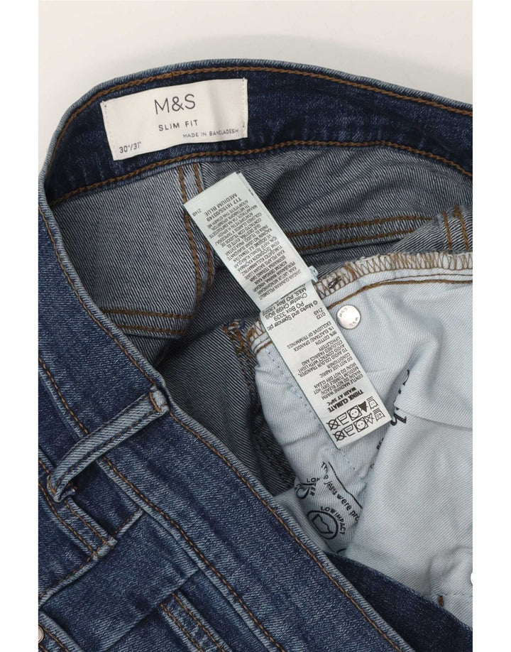Marks & Spencer Herren Slim Jeans W30 L31 Blaue Baumwolle