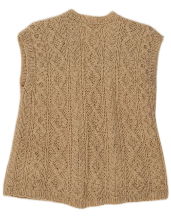 Vintage Damen Ärmelloser Cardigan Pullover UK 14 Medium Beige