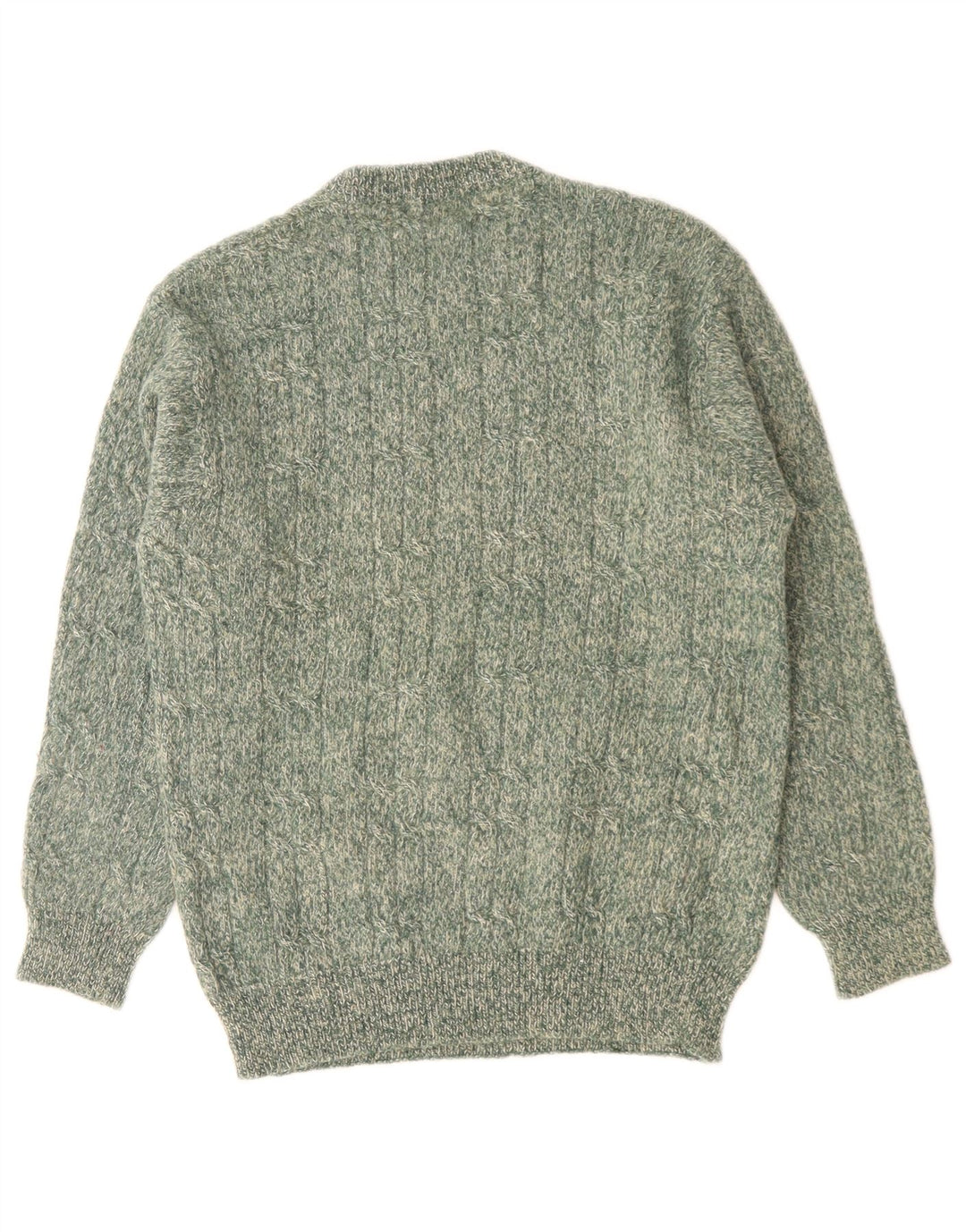 Stefanel Herren-Pullover mit Rundhalsausschnitt, Größe S, grün meliert