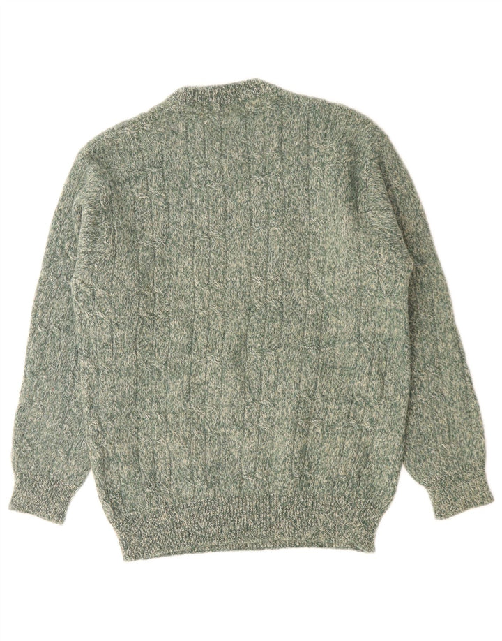 Stefanel Herren-Pullover mit Rundhalsausschnitt, Größe S, grün meliert