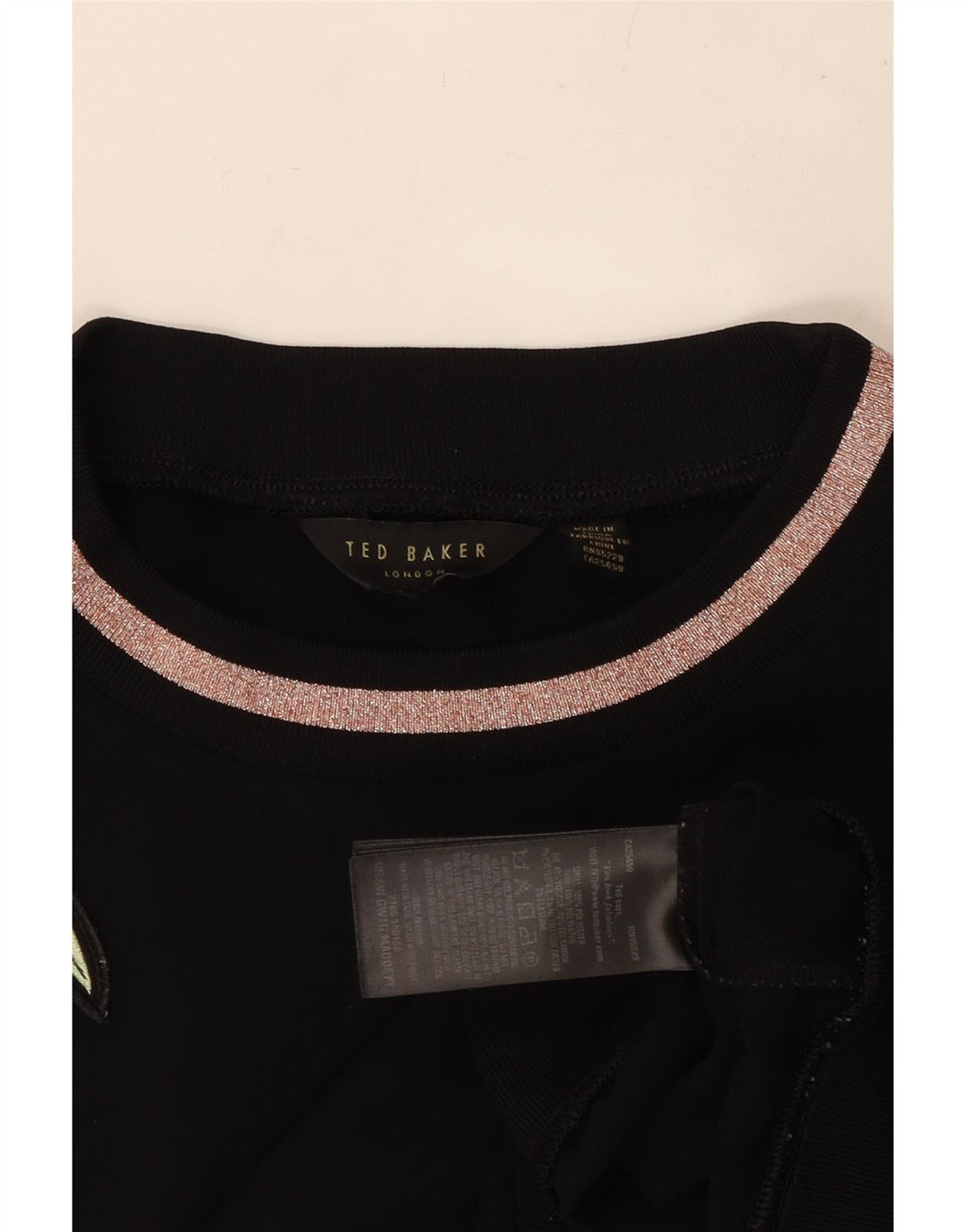 TED BAKER Damen-Sweatshirtpullover UK 14 Mittelschwarzes, geblümtes Polyester