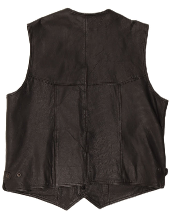 VINTAGE Herren Lederweste 3XL Schwarzes Leder