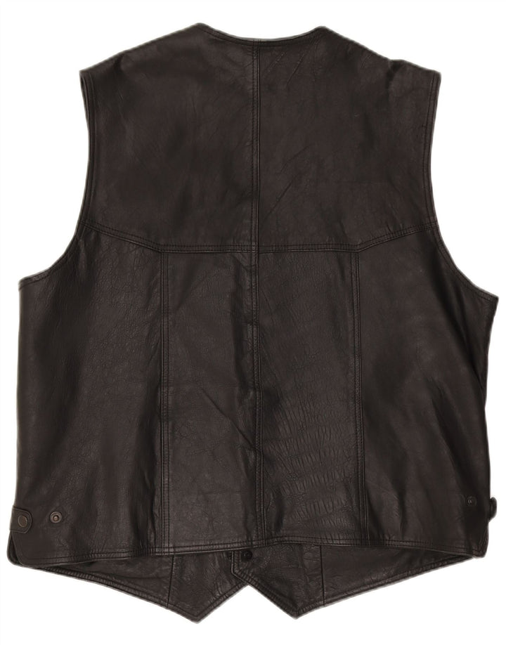 VINTAGE Herren Lederweste 3XL Schwarzes Leder