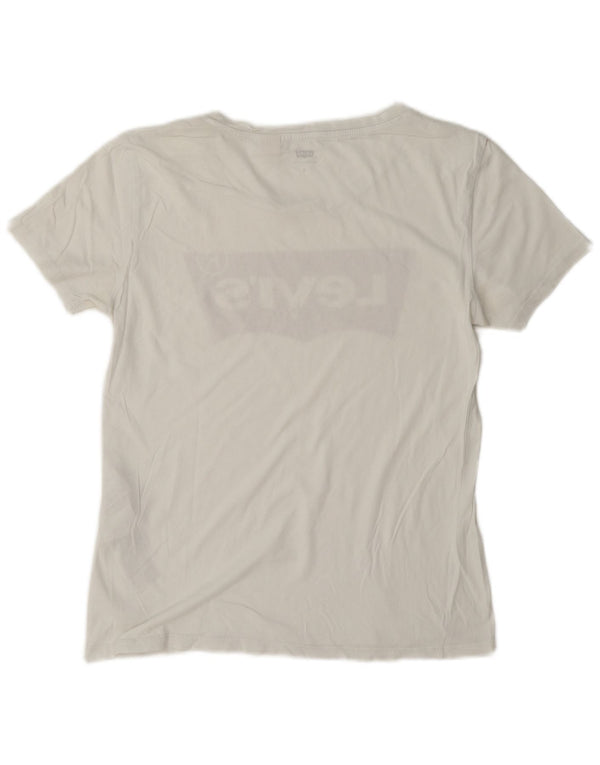 Levi's Damen-T-Shirt mit Grafik, UK 10, Größe S, weiße Baumwolle