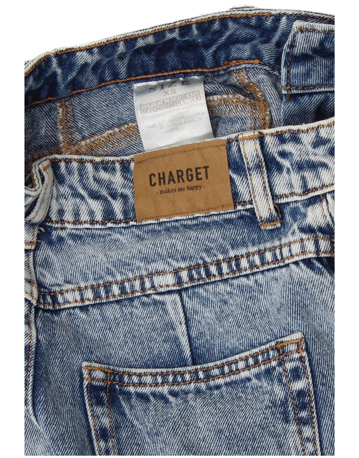 VINTAGE Damen Tapered High Waist Jeans UK 6 XS W25 L25 Blaue Baumwolle